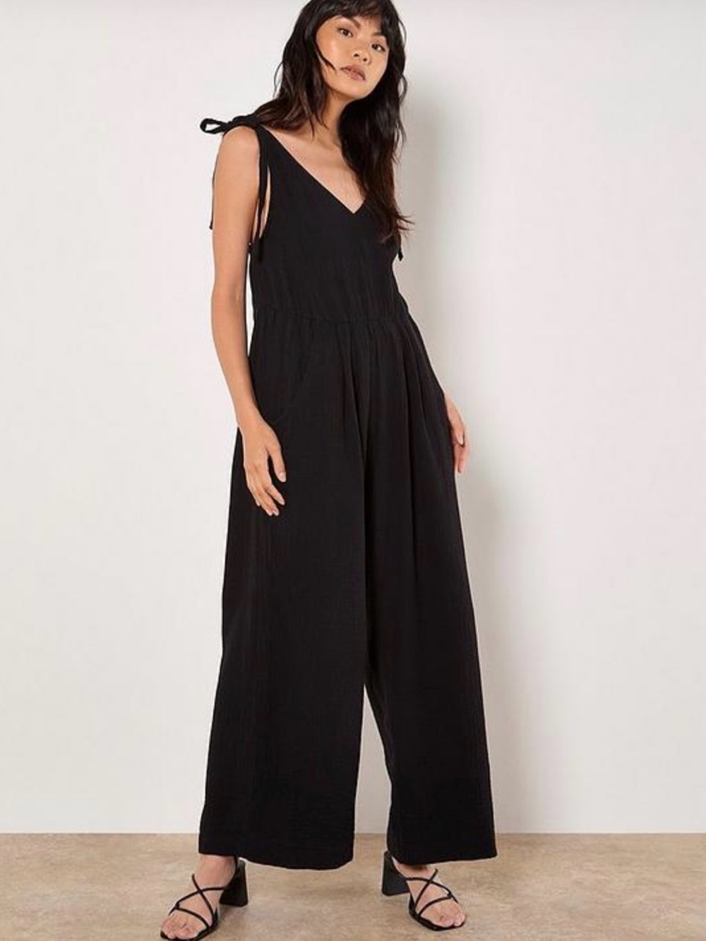 Tie-Shoulder Wide-Leg Jumpsuit